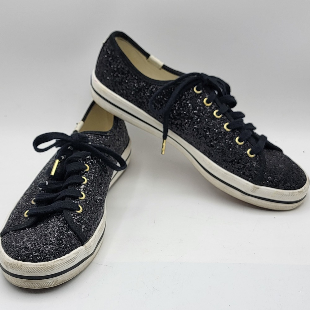 Keds x‎ Kate Spade New York Black Glitter Champion Sneakers WF57751 Womens 6.5